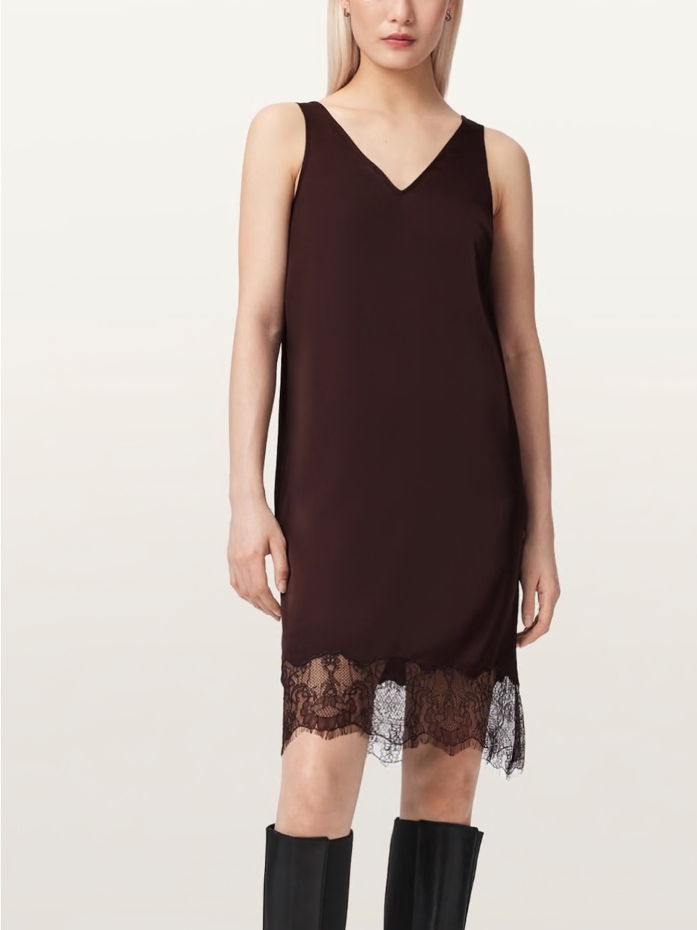 All Saints Eloise Slip Dress - Small Oxblood